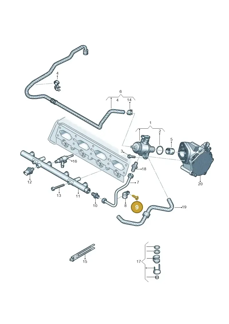 N90925202 — Volkswagen Polo 1.0 BlueMotion (2017-2024) diagram 884133600, position 9