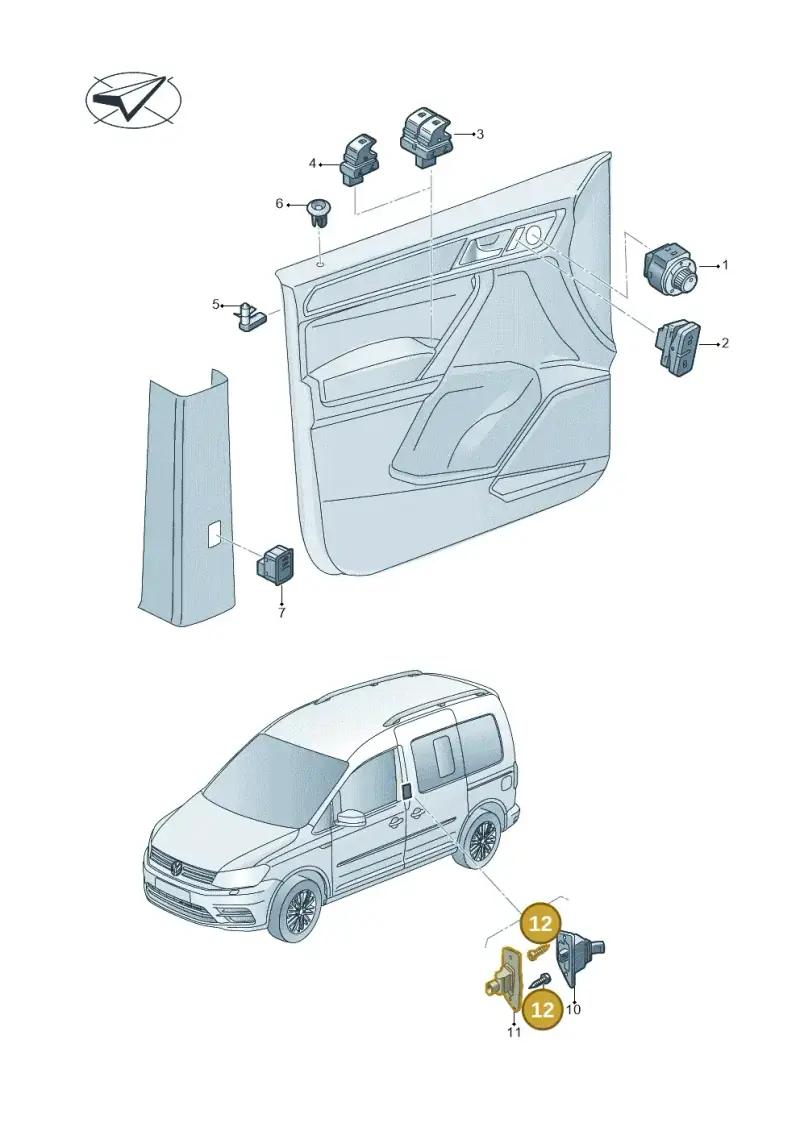 N90927801 — Volkswagen Caddy kombi (2015-2020) diagram 866959050, position 12