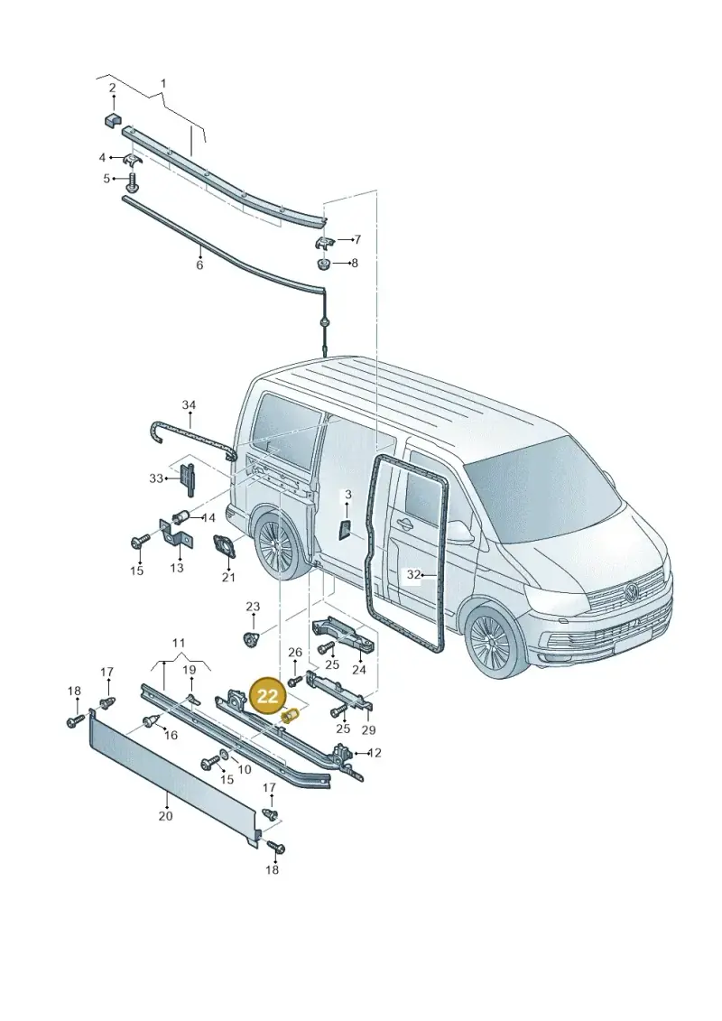 N90935003 — Volkswagen Transport. multivan (2019-2024) diagram 861843500, position 22