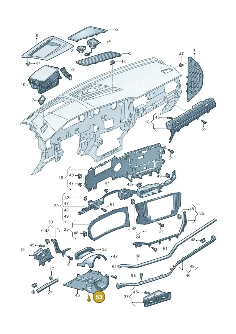 N90944603 — Volkswagen Touareg (2017-2023) diagram 439857010, position 53