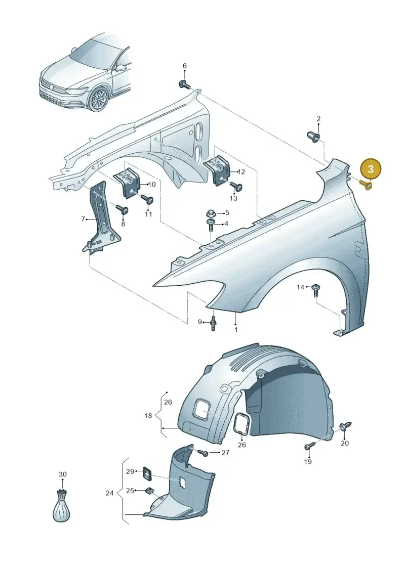 N90949102 — Volkswagen Passat saloon (2014-2024) diagram 793821010, position 3