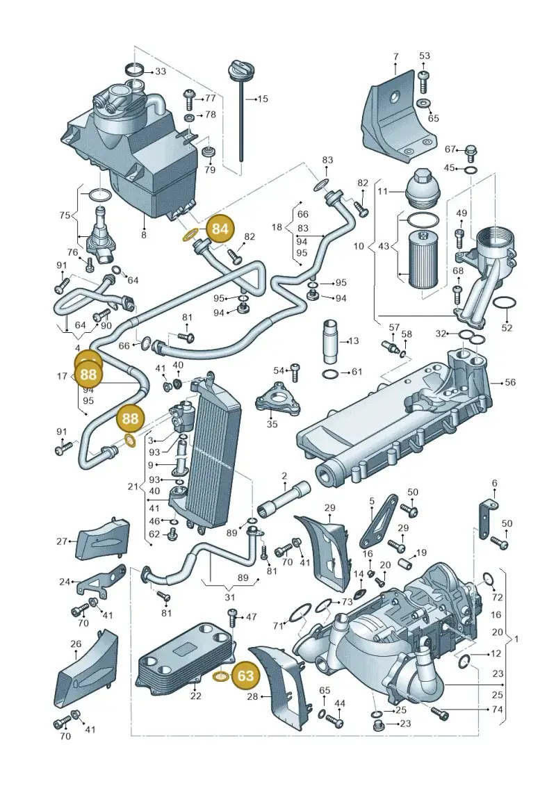 N90958101 — Audi R8 qu. 5.2 (2012-2015) diagram 752115050, position 63+84+88