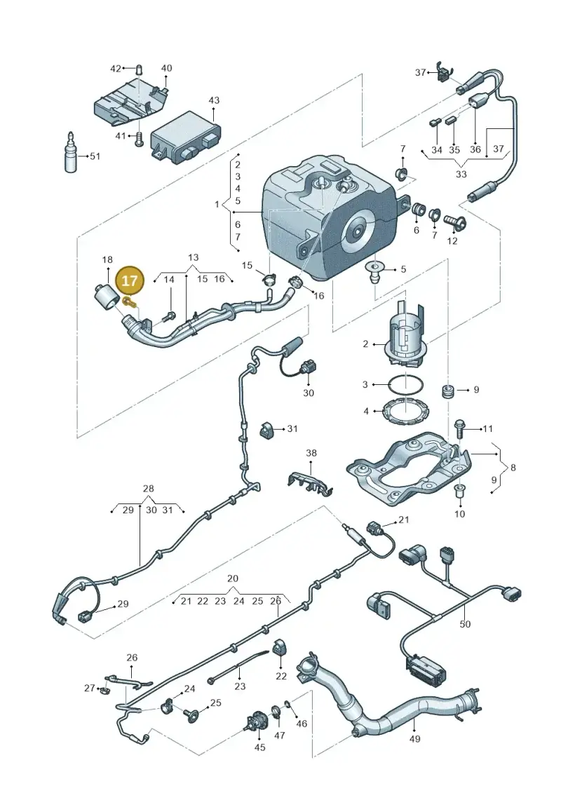 N90959004 — Audi A8L qu. 3.0 TDI (2009-2014) diagram 696201150, position 17