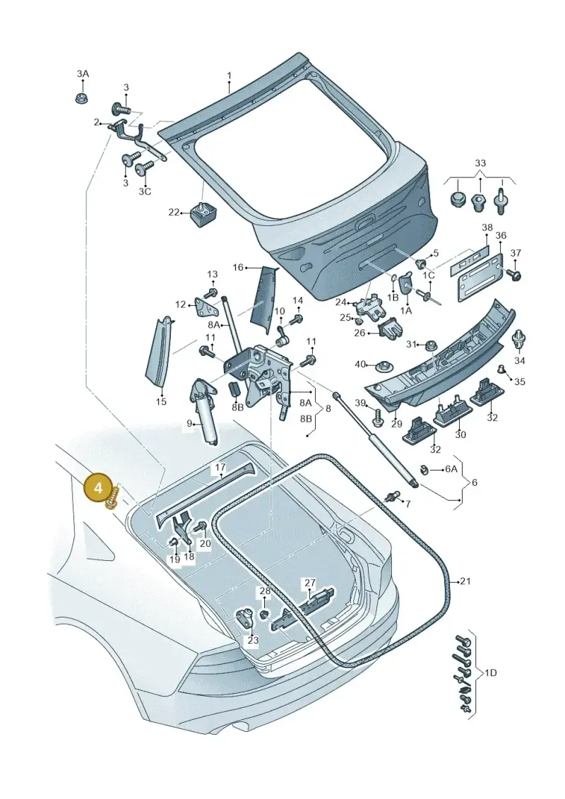 N90959004 — Audi A7 Sportback (2010-2015) diagram 711827000, position 4