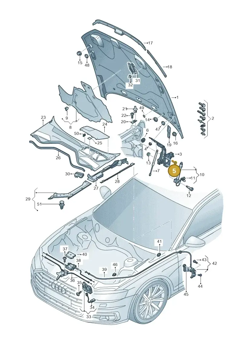N90959004 — Audi A8 (2017-2025) diagram 838823000, position 5