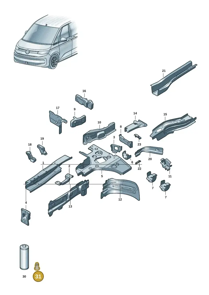 N90960502 — Volkswagen Multivan (2021-) diagram 7t0803000, position 31