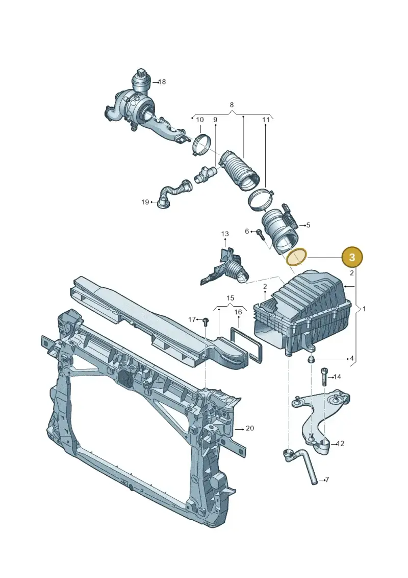 N90964301 — Volkswagen Passat saloon (2014-2024) diagram 793129500, position 3