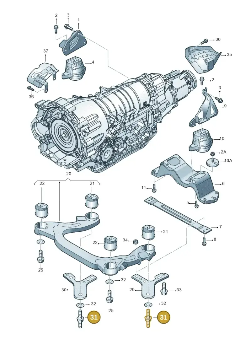 N90964802 — Volkswagen Phaeton 4motion (2010-2016) diagram 258399850, position 31