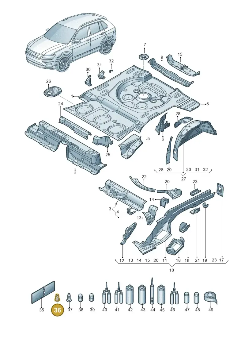 N90965502 — Volkswagen Tiguan 2.0 4Motion (2016-2024) diagram 884803200, position 36