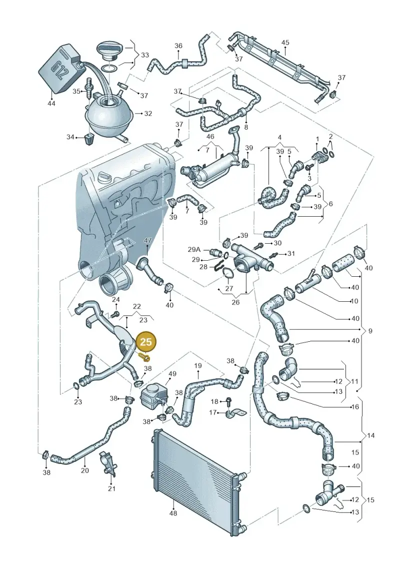 N90972005 — Volkswagen Polo (2008-2009) diagram 461121460, position 25