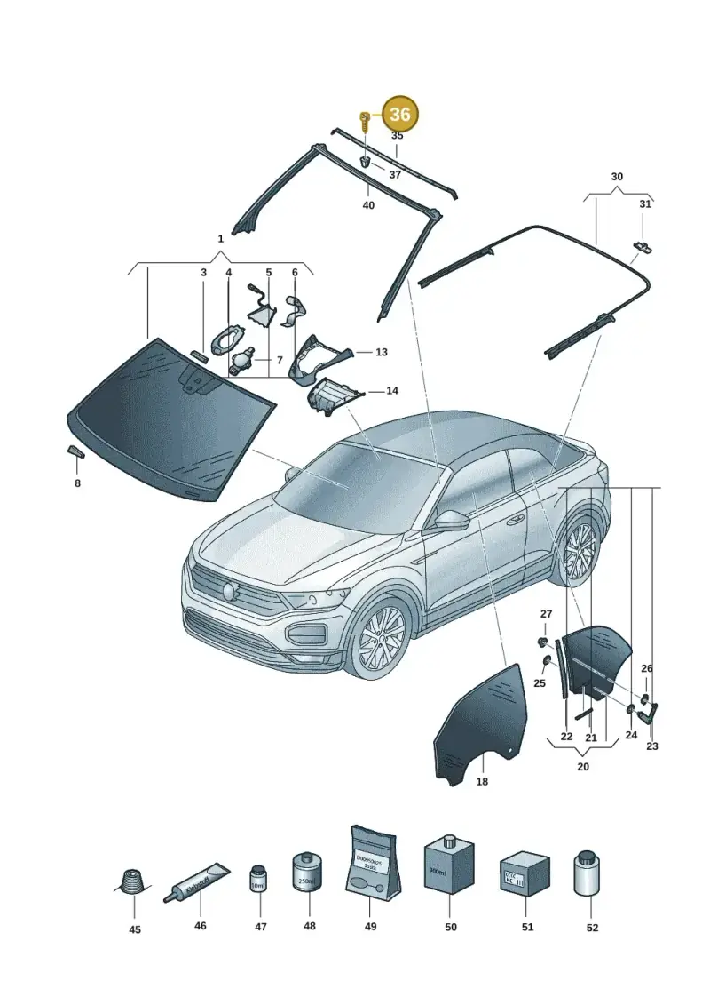 N90986802 — Volkswagen T-Roc convertible 1.5 (2019-2024) diagram 2gk845000, position 36