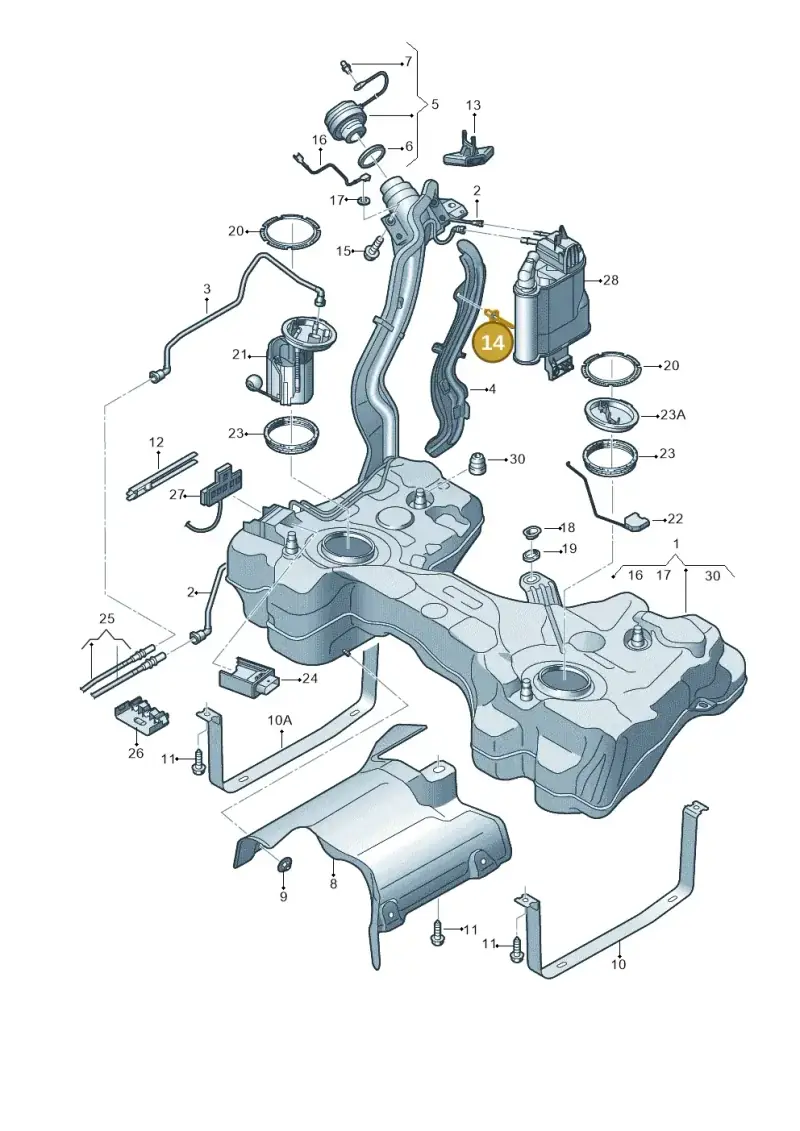 N90994201 — Volkswagen Golf 2.0 (2016-2020) diagram 746201470, position 14