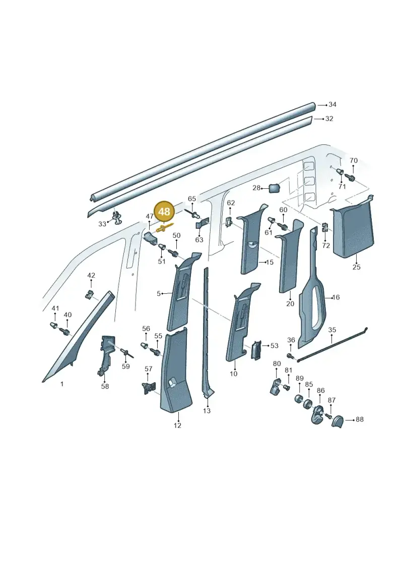 N91003401 — Volkswagen Caravelle (2015-2019) diagram 731867700, position 48