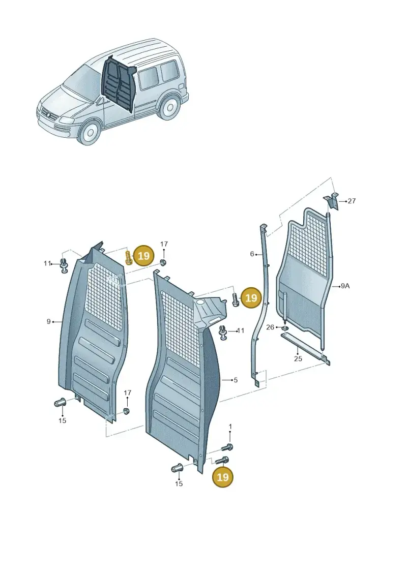 N91014501 — Volkswagen Caddy kombi (2015-2020) diagram 443863900, position 19