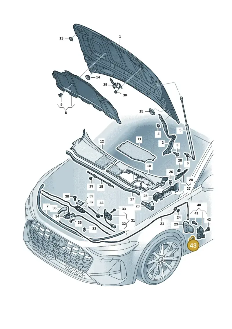 N91038301 — Audi A5 Limousine (2024-2025) diagram 8wk823000, position 43
