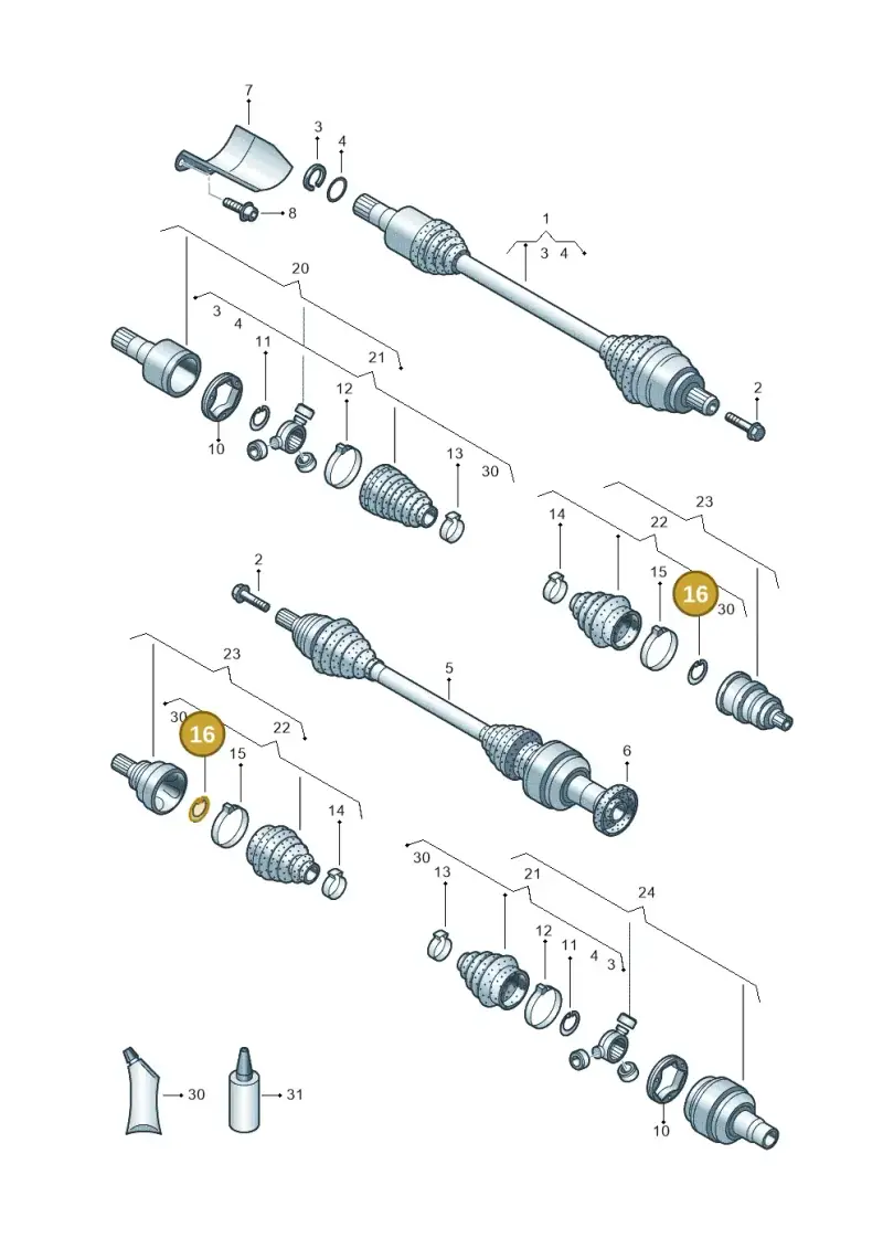 N91092301 — Audi RSQ3 qu. 2.5 (2013-2018) diagram 634407620, position 16