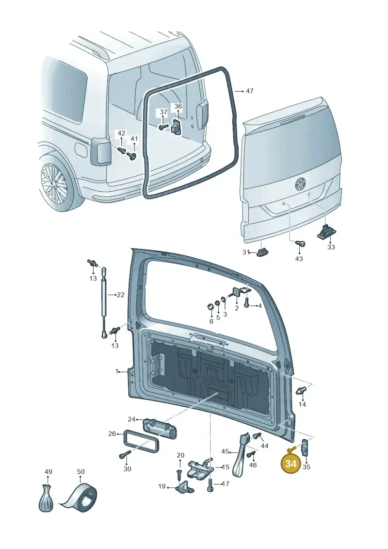 N91096704 — Volkswagen Caddy kombi (2015-2020) diagram 866827000, position 34