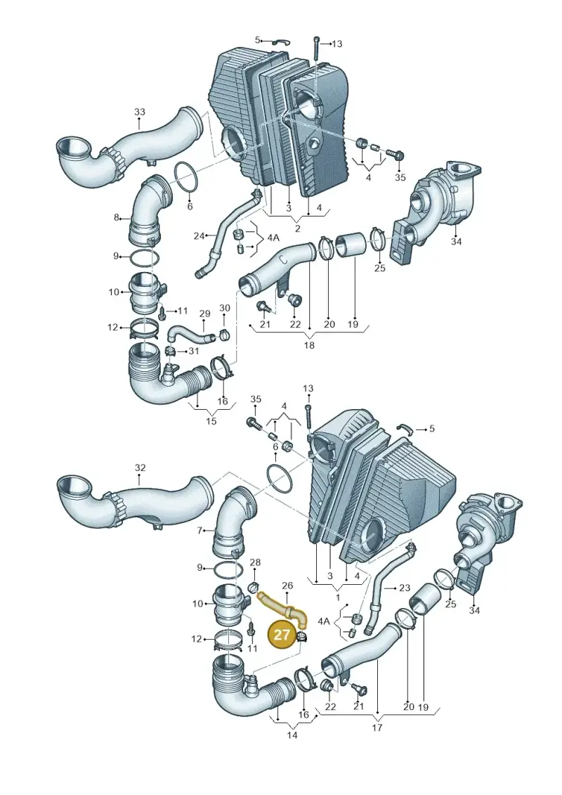 N91106101 — Volkswagen Touareg BlueMotion (2014-2018) diagram 693129100, position 27