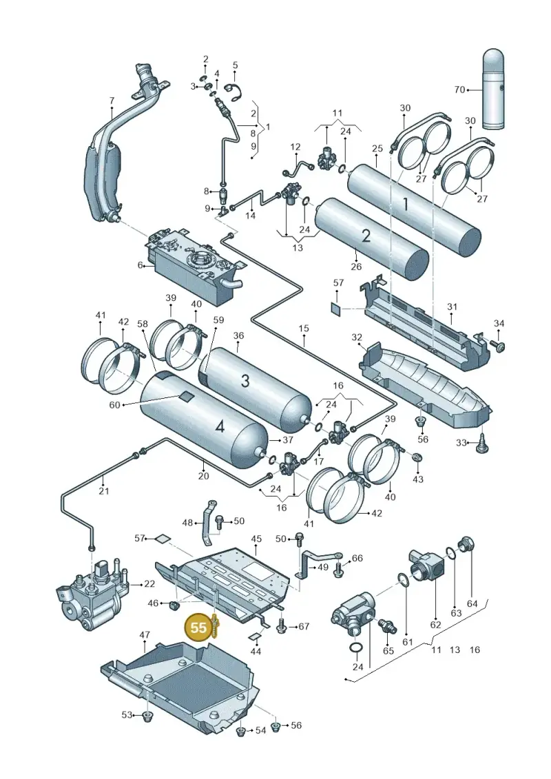 N91147101 — Volkswagen Touran 2.0 (2010-2015) diagram 658201080, position 55