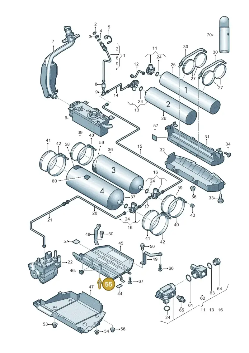 N91147101 — Volkswagen Touran 2.0 (2010-2015) diagram 694201070, position 55