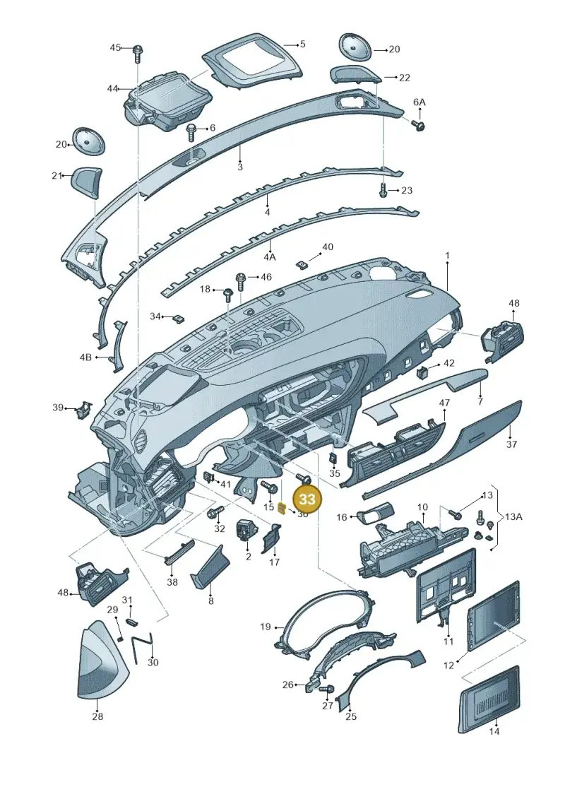 N91154201 — Audi A7 Sportback (2010-2015) diagram 711857100, position 33