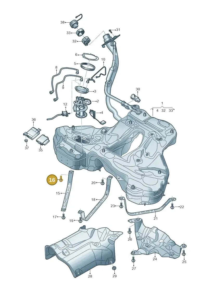 N91165402 — Audi A6 (2018-2025) diagram 430201050, position 16