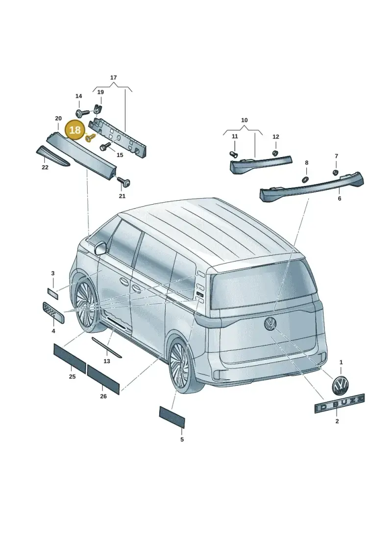 N91188301 — Volkswagen ID.Buzz (2022-) diagram 15a853350, position 18