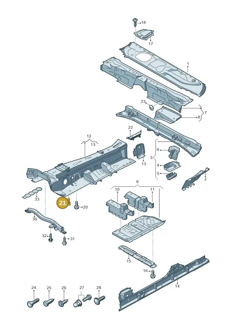 N91209701 — Audi RS Q8 (2019-2025) diagram 429803010, position 21+32