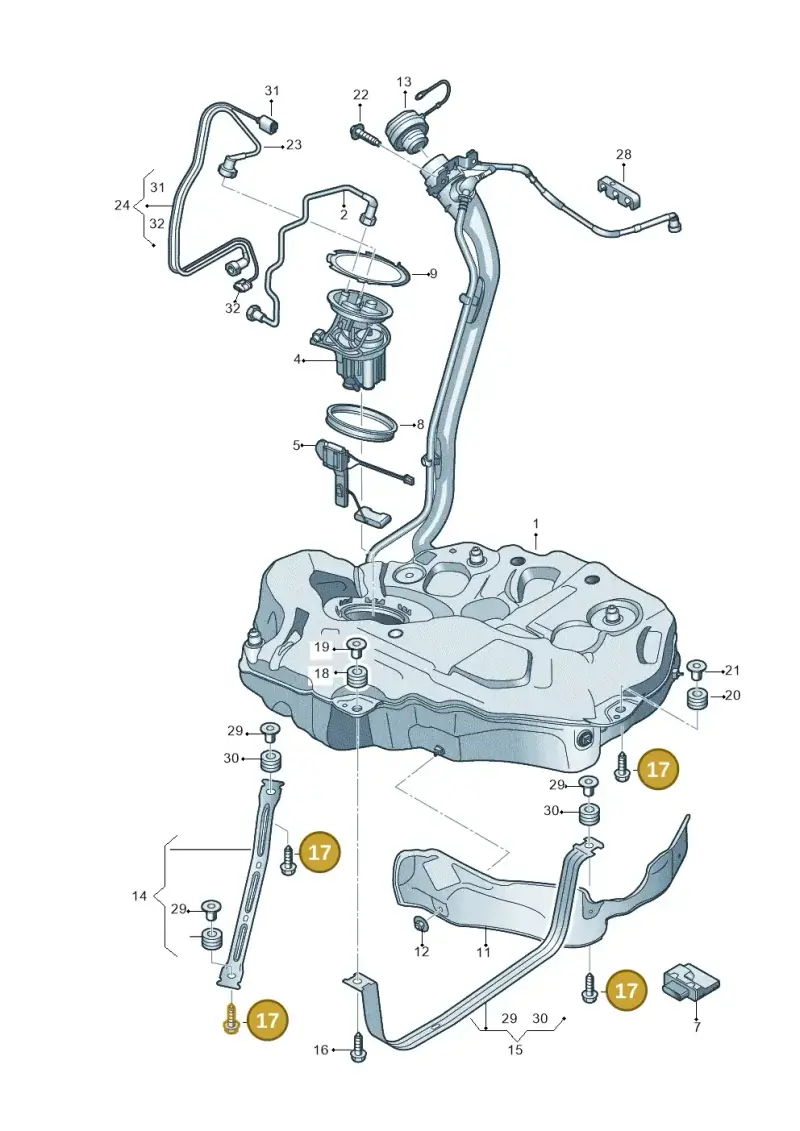 N91243601 — Audi A5 Sportback (2016-2025) diagram 897201000, position 17