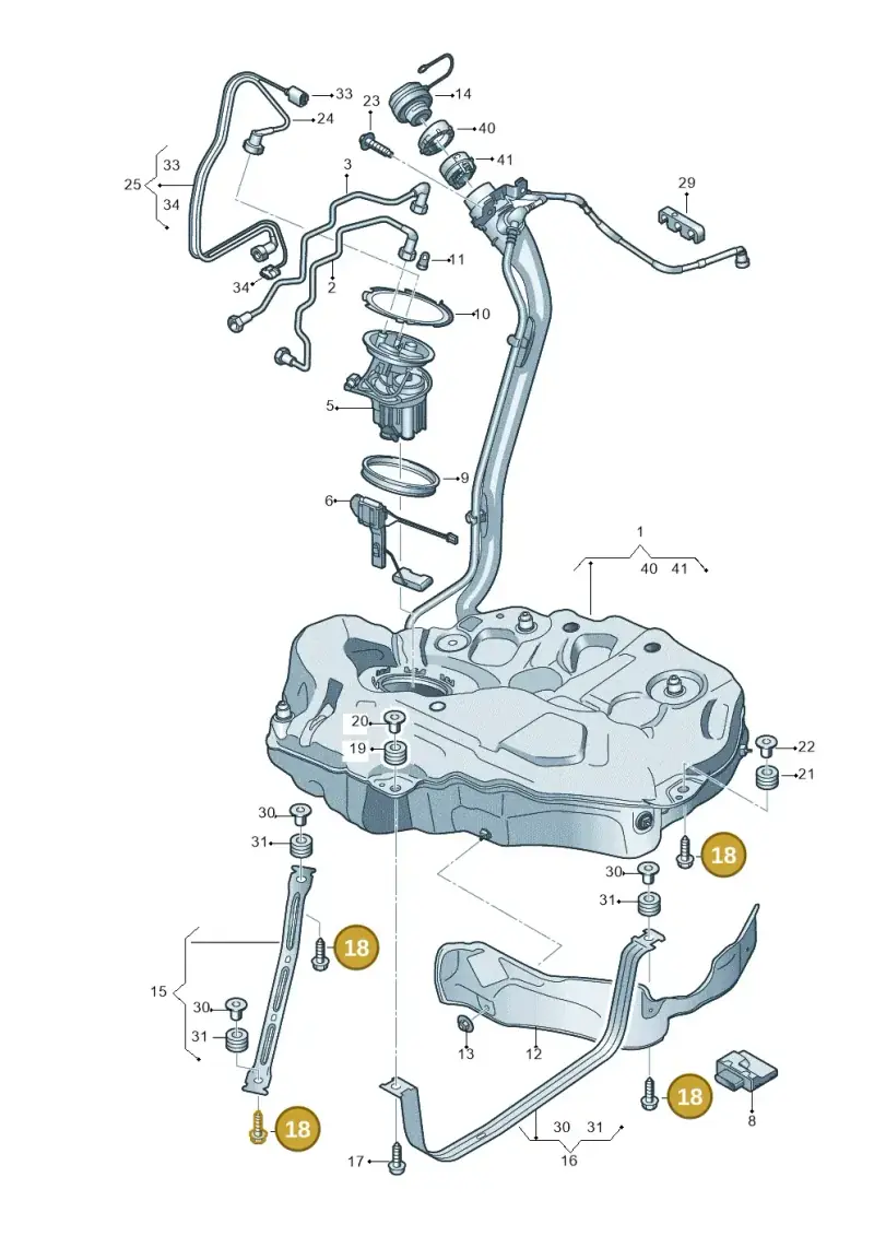 N91243601 — Audi A5 Sportback (2016-2025) diagram 897201050, position 18