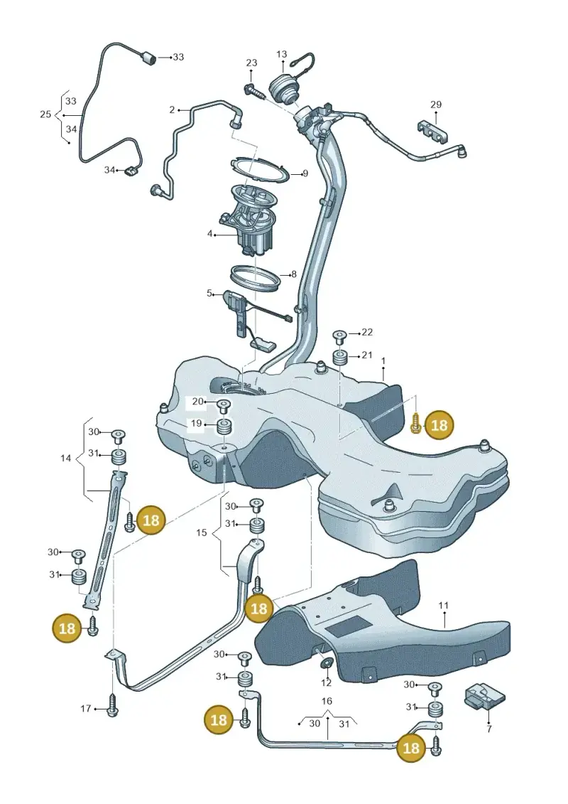 N91243601 — Audi A5 Sportback (2016-2025) diagram 897201100, position 18