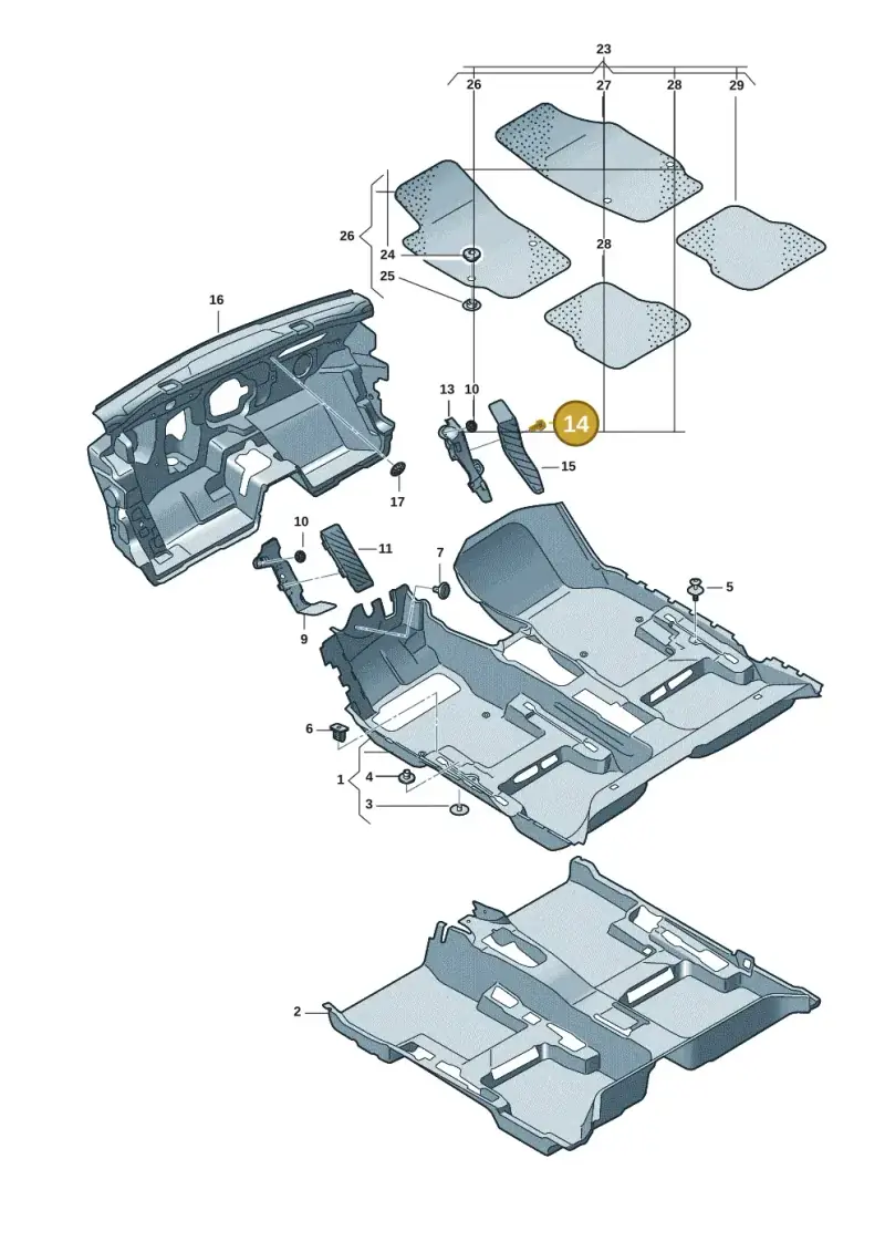 N91255001 — Volkswagen Golf 2.0 BlueMotion (2019-2024) diagram 5h0863000, position 14