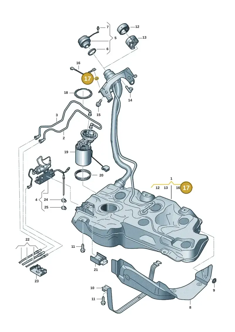 N91256401 — Volkswagen Golf 2.0 BlueMotion (2019-2024) diagram 5h0201060, position 17