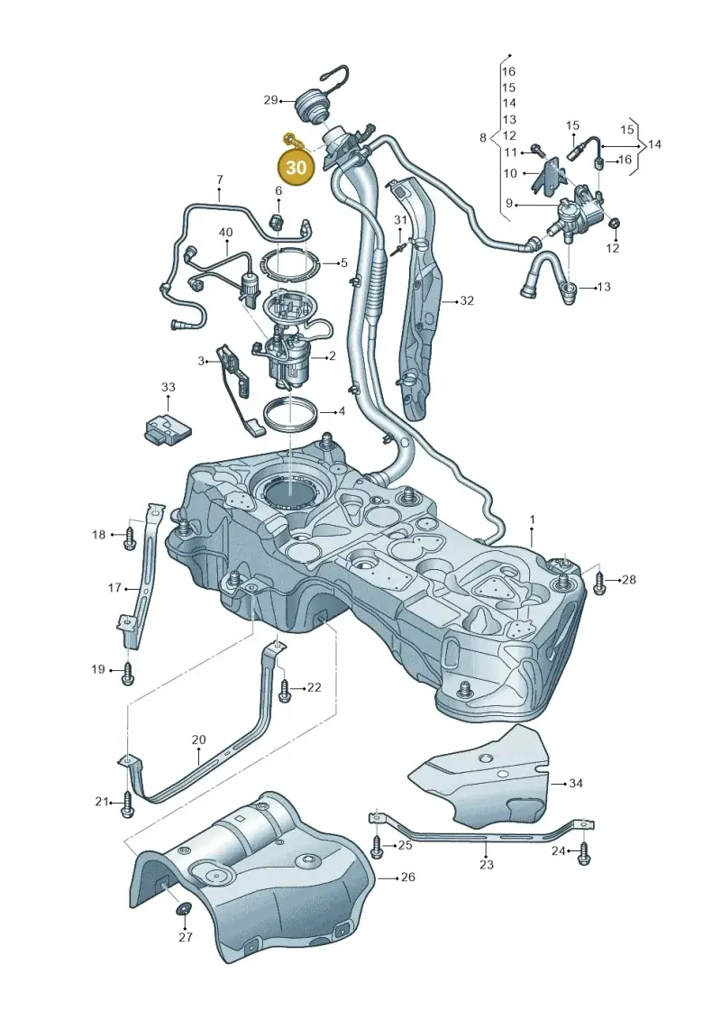 N91257901 — Audi Q5 (2016-2025) diagram 896201030, position 30