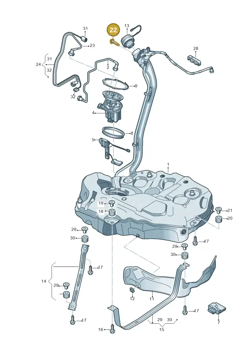 N91257901 — Audi A5 Sportback (2016-2025) diagram 897201000, position 22