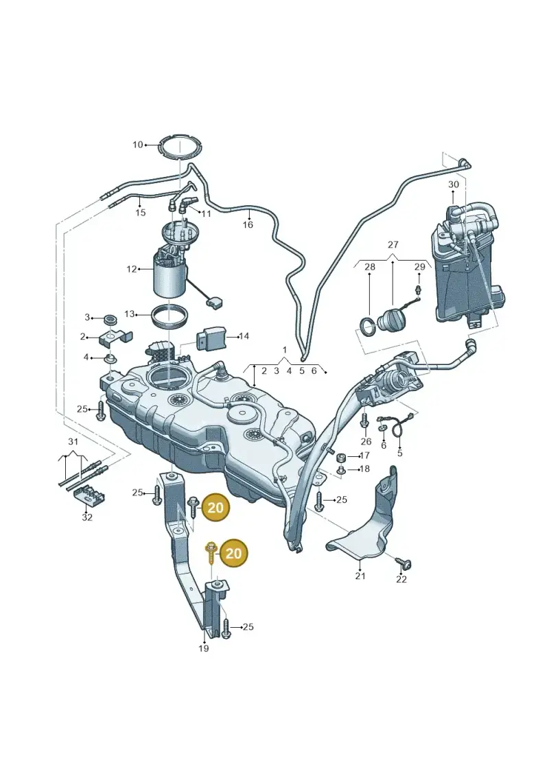 N91264001 — Volkswagen Caddy Maxi Kombi (2020-2024) diagram 2ka201055, position 20