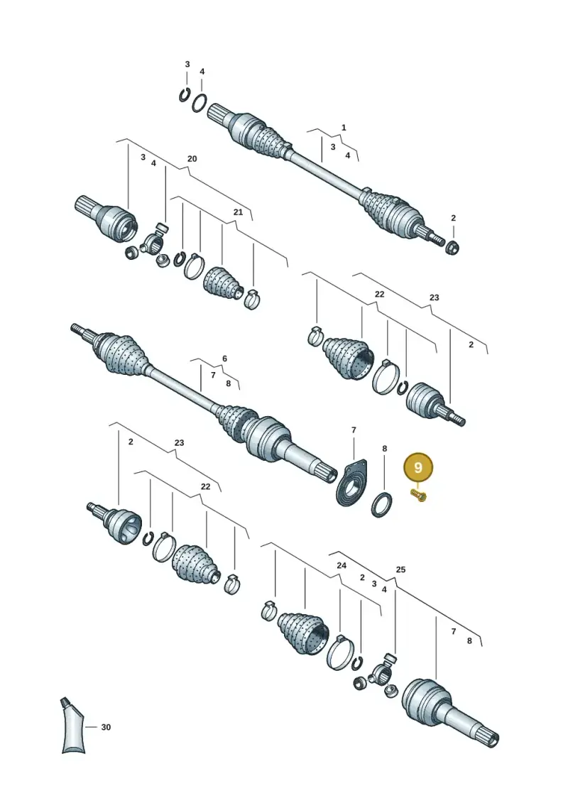 N91285301 — Volkswagen Transport. multivan (2019-2024) diagram 7em407030, position 9