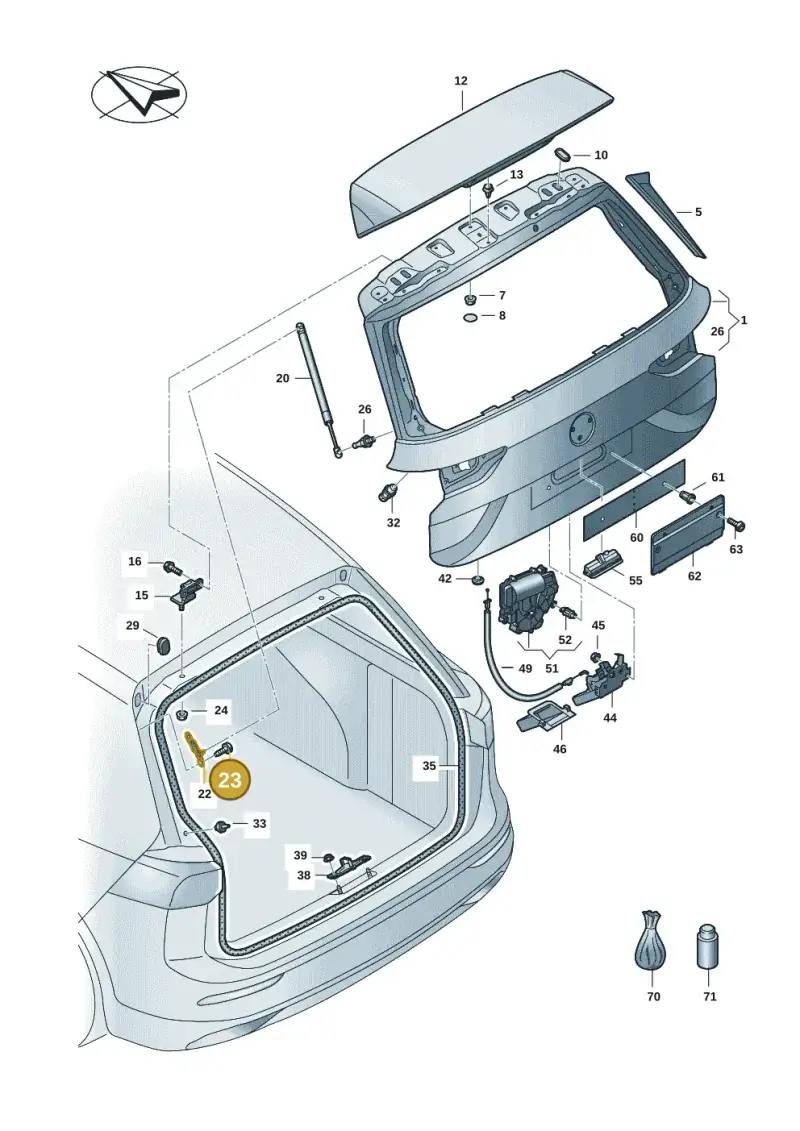 N91301901 — Volkswagen Golf (2019-2025) diagram 5h0827100, position 23