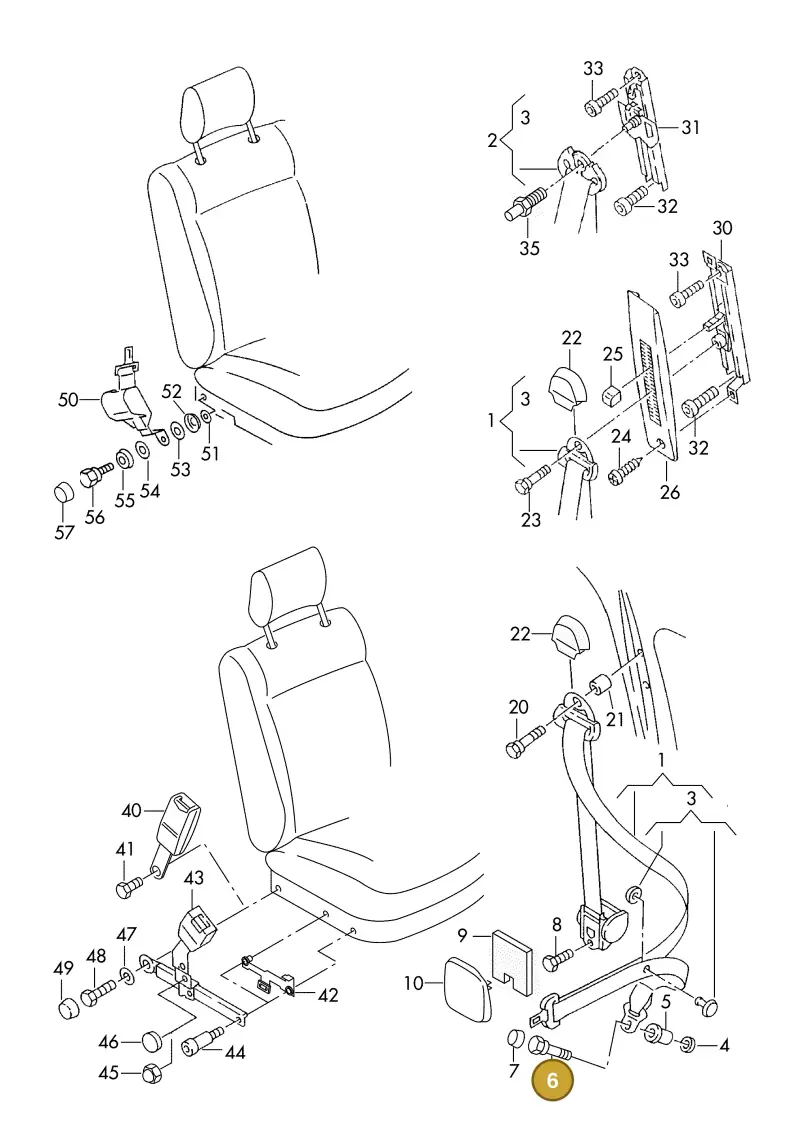 N98910203 — Volkswagen TRANSPORTER SYNCRO (1996-2003) diagram 230857600, position 6