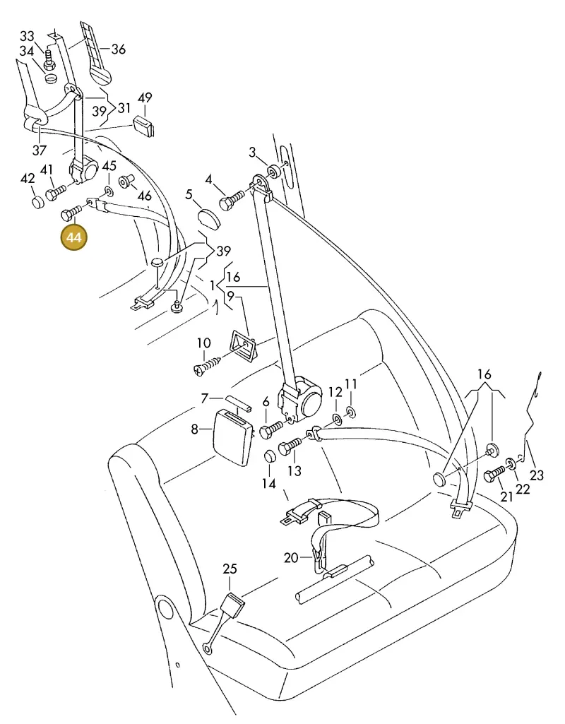 N98910203 — Volkswagen TRANSPORTER SYNCRO (1996-2003) diagram 230857780, position 44