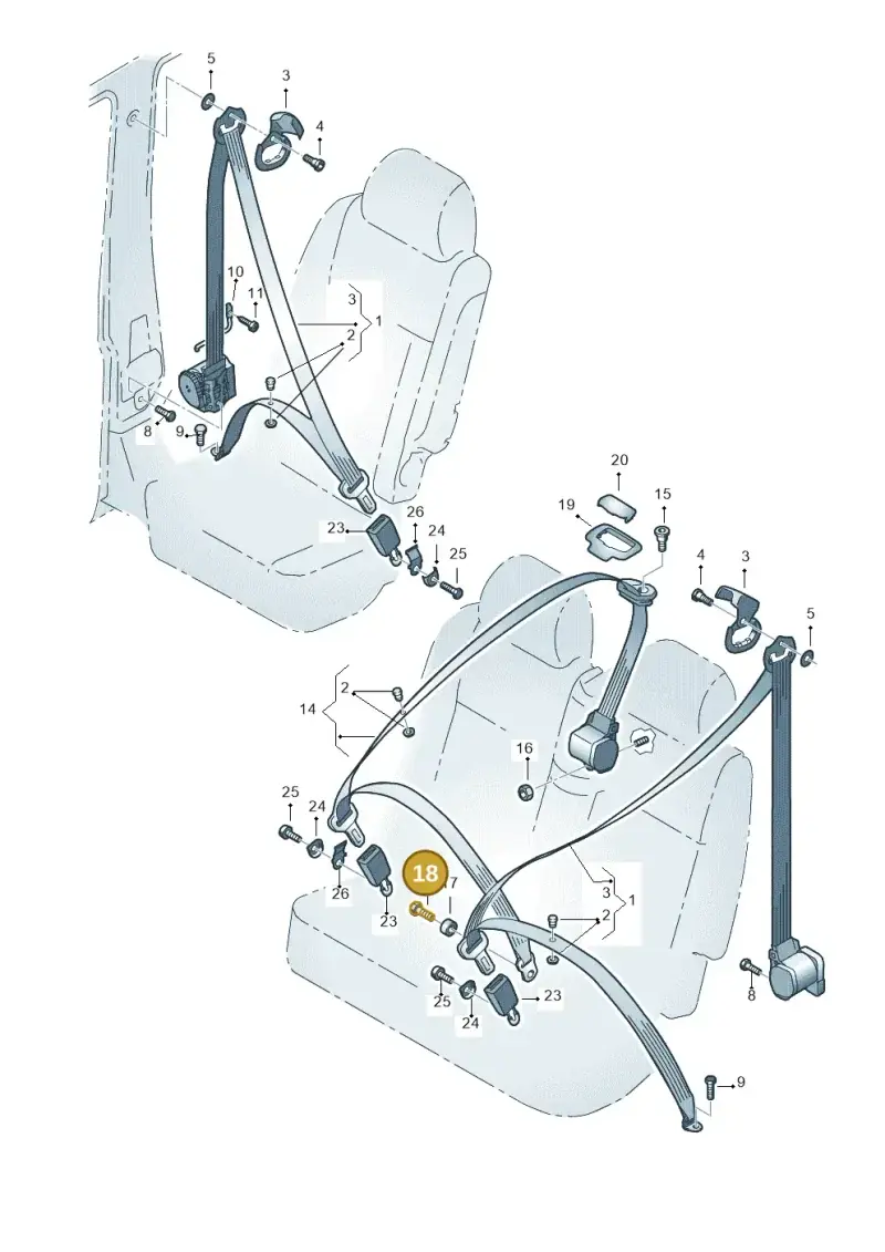 N98910203 — Volkswagen Caddy panel van (2008-2010) diagram 443857700, position 18