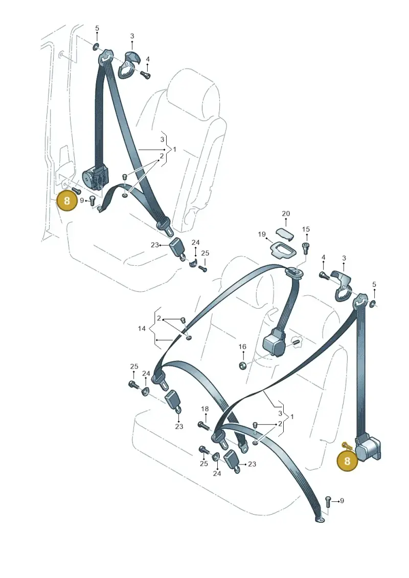 N98911503 — Volkswagen Caddy kombi (2015-2020) diagram 866857700, position 8