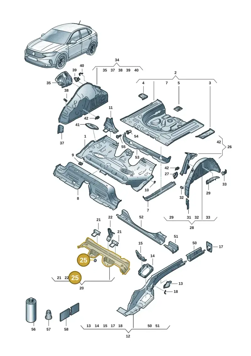 N98922802 — Volkswagen Taigo (2021-2024) diagram 2f0803400, position 25
