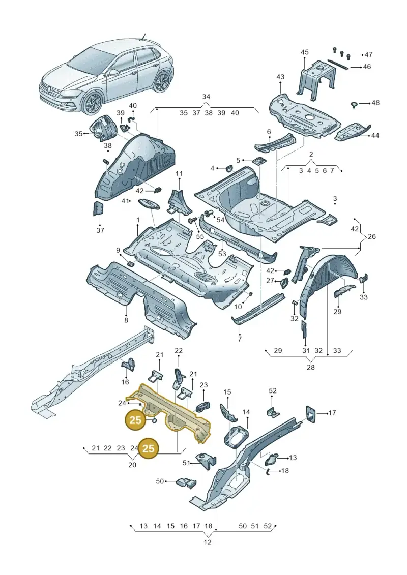 N98922802 — Volkswagen Polo 1.0 BlueMotion (2017-2024) diagram 837803100, position 25