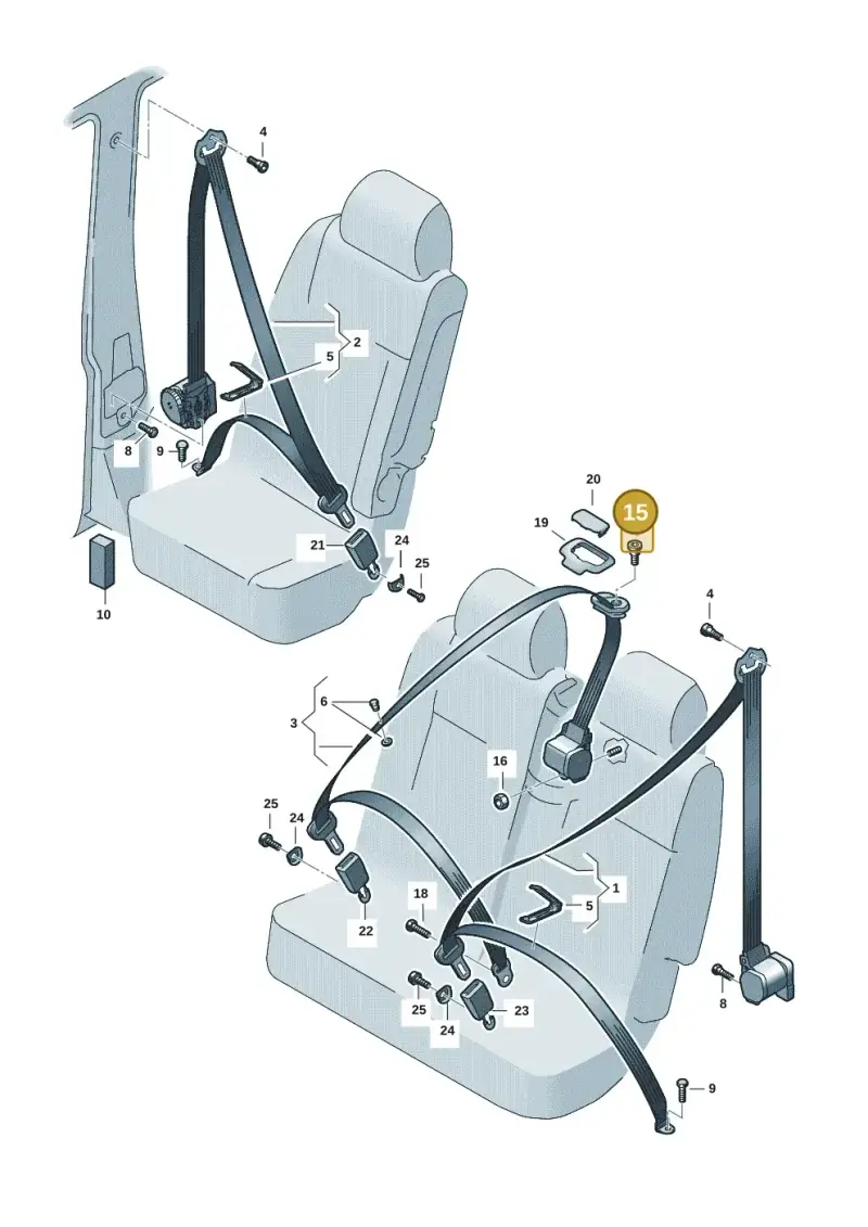 N98924301 — Volkswagen Caddy Maxi Kombi (2020-2024) diagram 2ka857070, position 15