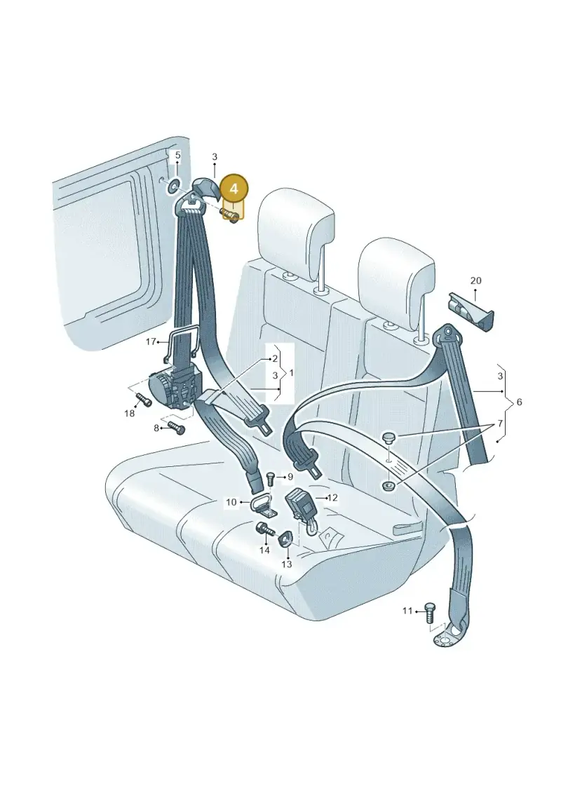 N98925201 — Volkswagen Caddy panel van (2008-2010) diagram 443857850, position 4