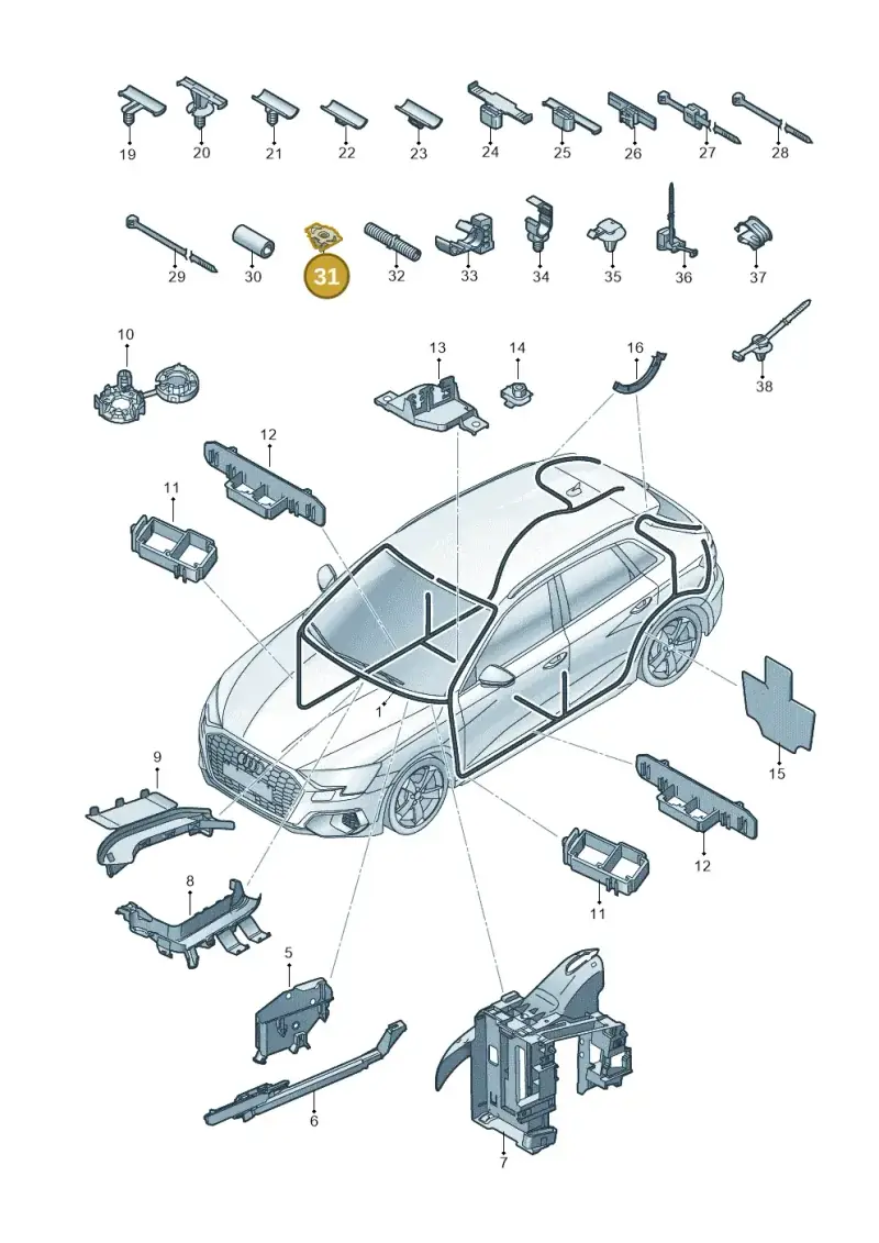 WHT000001AF — Audi A3 Sportback (2019-2025) diagram 596971800, position 31
