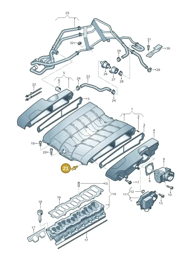 WHT000341 — Volkswagen Phaeton 4motion (2010-2016) diagram 258133860, position 21