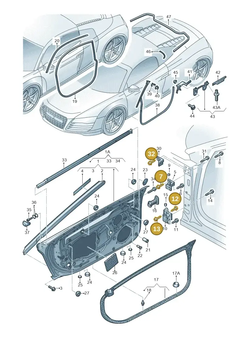 WHT001237 — Audi R8 qu. 5.2 (2012-2015) diagram 618831100, position 7+12+13+32
