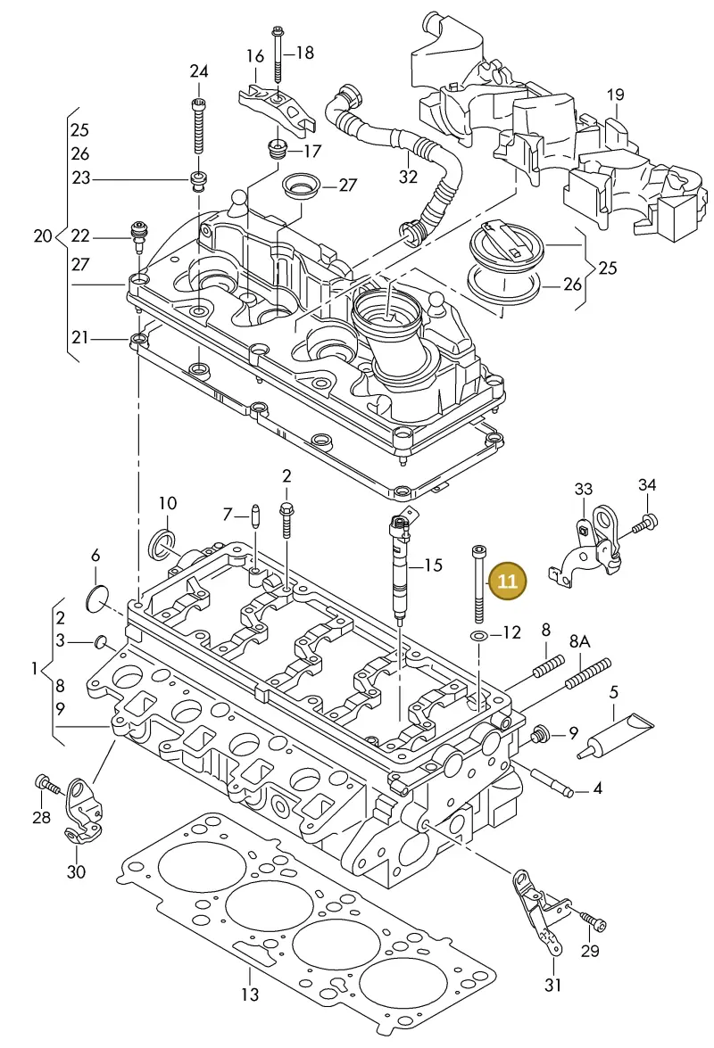 WHT002131A — Volkswagen DIES.-IND.-MOT.1,9>2,0 08> (2007-) diagram 425103650, position 11